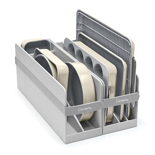 Caraway Nonstick Ceramic Bakeware Set (11 Pieces) - Baking Sheets, Assorted Baking Pans, Cooling Rack, & Storage - Aluminized Steel Body - Non Toxic, Ptfe & Pfoa Free - Cream