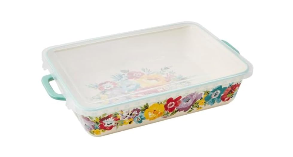 Generic Pioneer Woman Ceramic 9X13 Baker With Lid, Sweet Romance