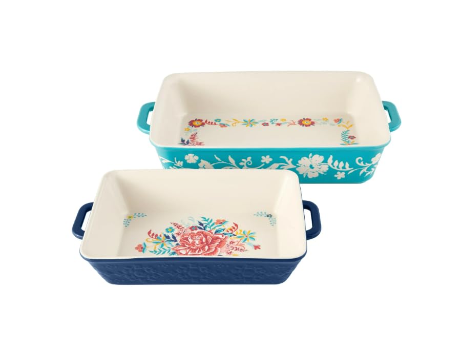 Generic The Pioneer 2 Woman Keepsake Floral 2-Piece Ceramic Nesting Baker Set