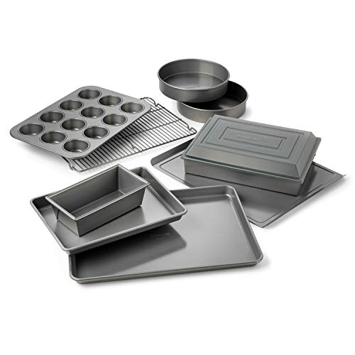 Calphalon 10-Piece Nonstick Bakeware Set, Includes Baking Sheet, Cookie Sheet, Cake Pans, Muffin Pan, And More, Dishwasher Safe, Silver