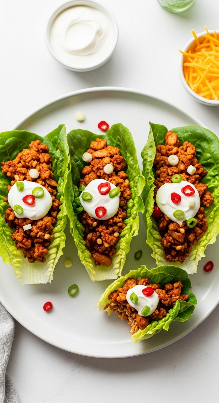 Turkey Taco Lettuce Wraps With Seasoned Turkey