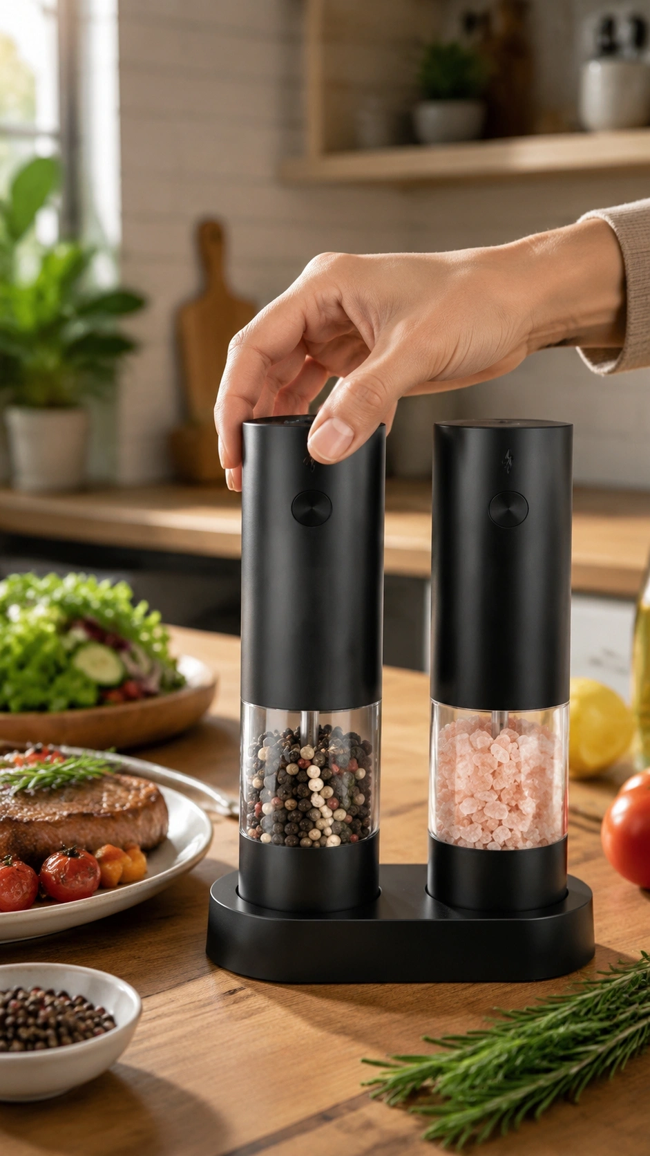 Aisityi Electric Grinder Set Being Tested In A Kitchen Environment.
