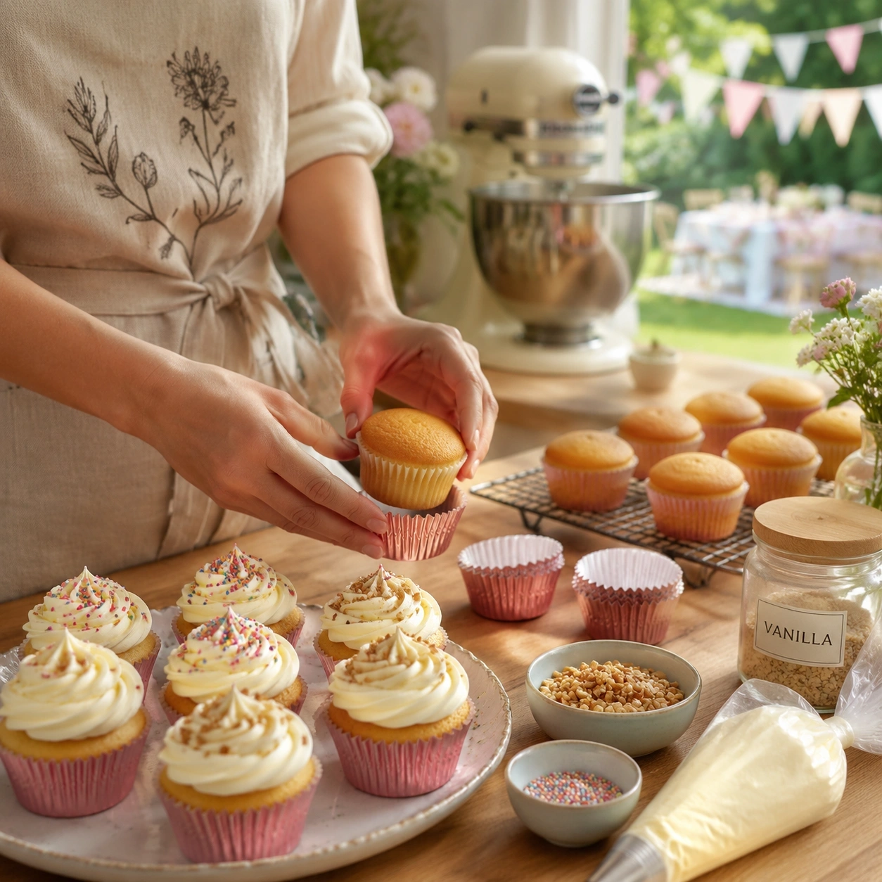 Gejoy Pink Foil Baking Cups Filled With Batter During Our Testing Phase