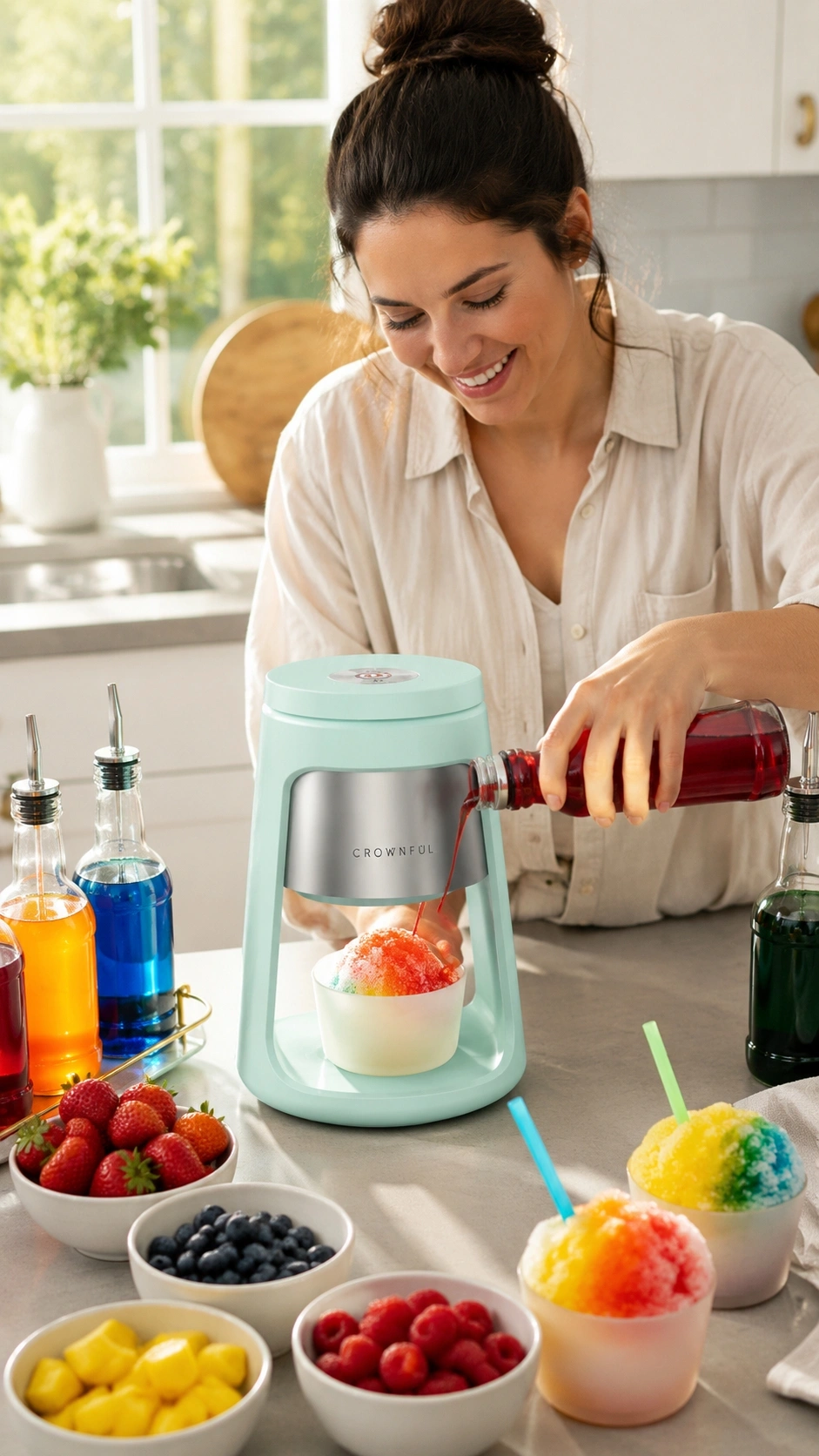 Crownful Shaved Ice Machine Testing Setup In Kitchen