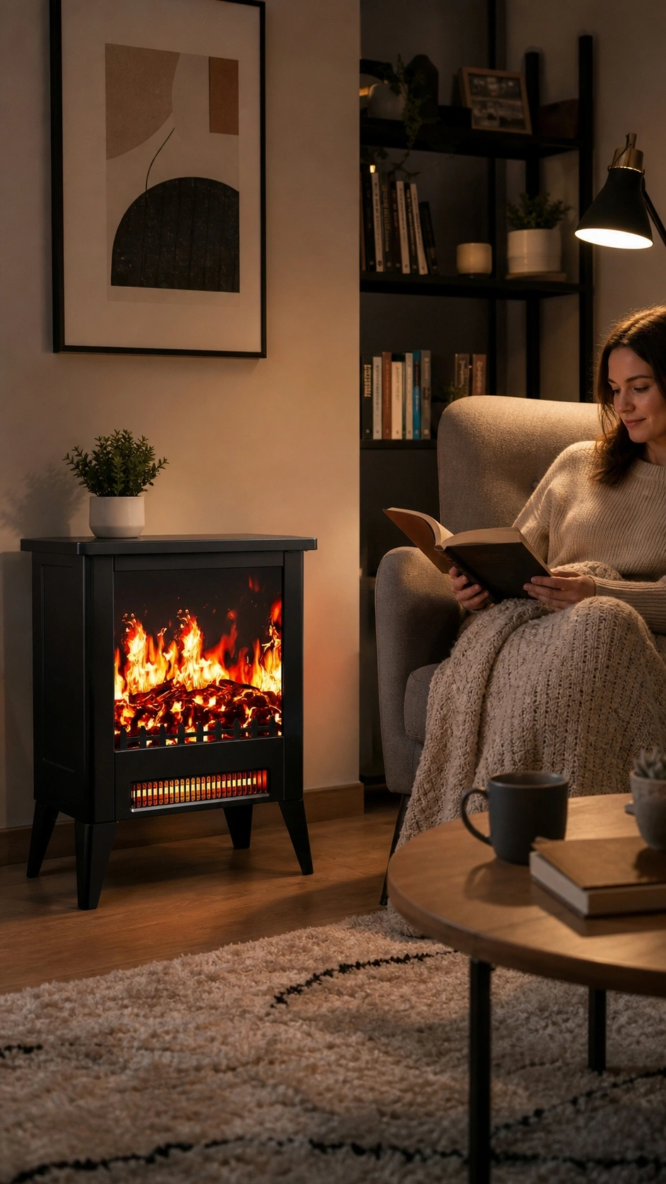 Silonn Electric Fireplace Heater Operating Quietly Next To A Decibel Meter During Our Bedroom Testing