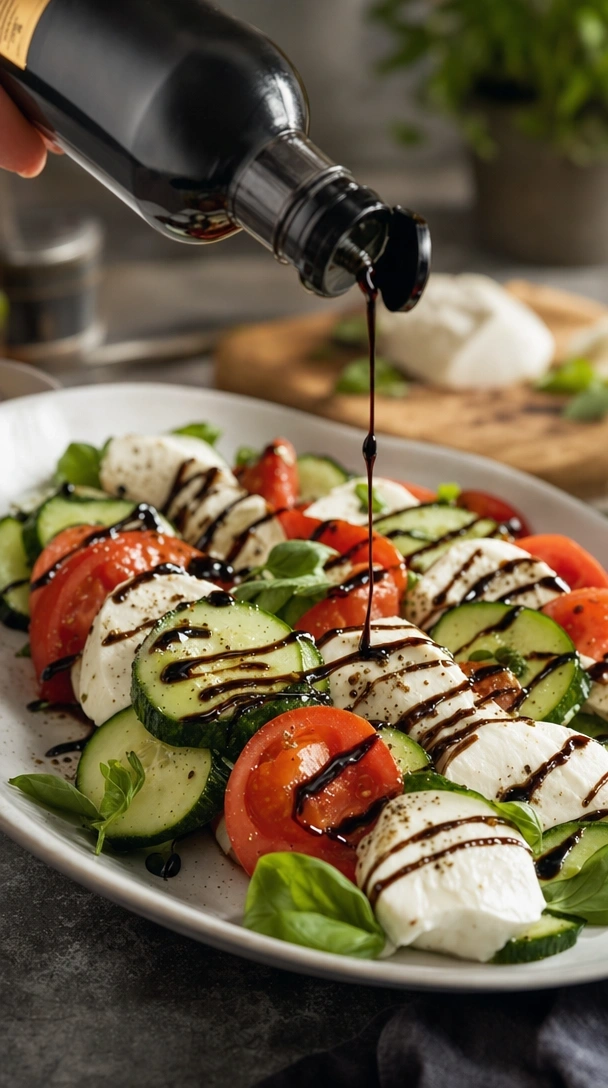 Macro detail of vibrantly chopped fresh green basil ribbons (chiffonade) on a rustic wooden table, with culinary scissors.