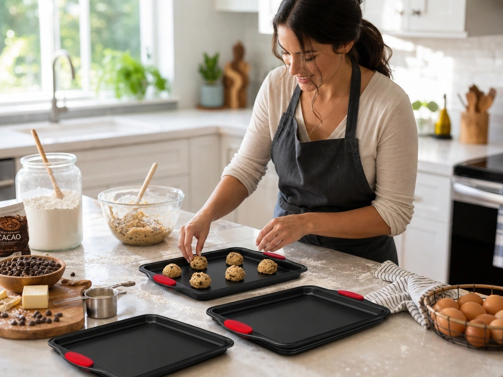 NutriChef baking pans in a home oven being tested for performance