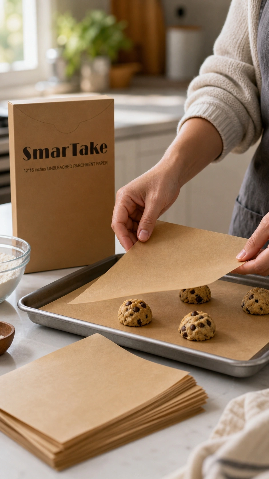 SMARTAKE parchment paper in use during our 30-day baking performance test