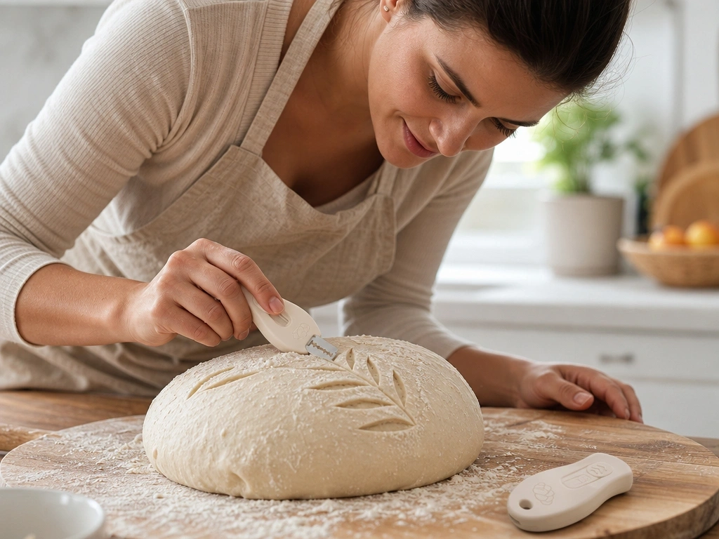 Tivic Magnetic Bread Lame scoring sourdough and showing ear development