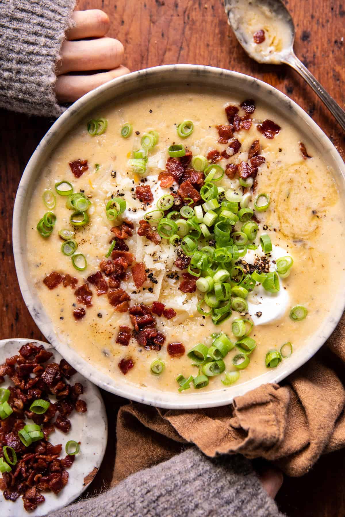 Loaded Baked Potato Soup Components