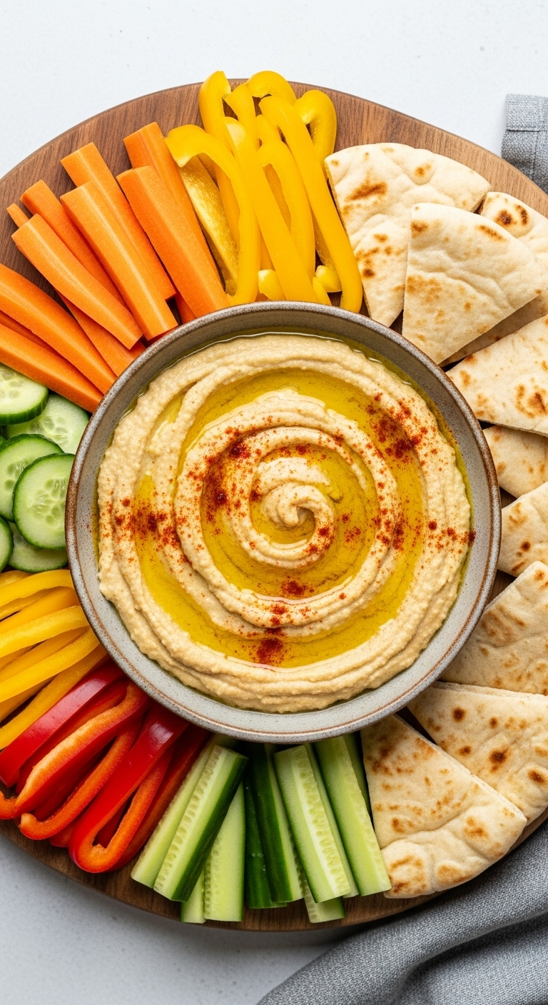 &Quot;Creamy Homemade Hummus Topped With Olive Oil And Paprika