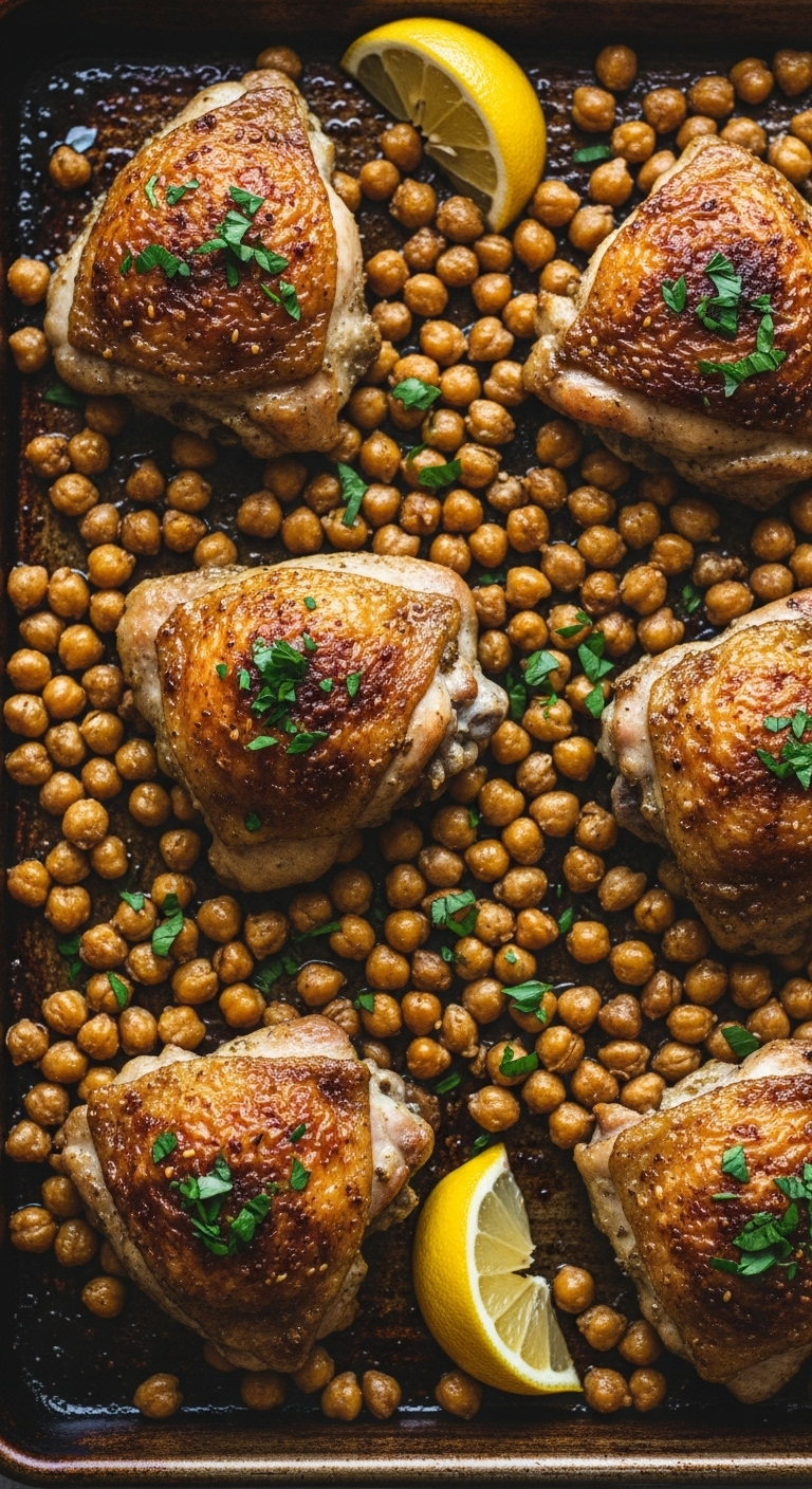&Quot;Close-Up Shot Of A Rustic Sheet Pan With Za’atar-Roasted Chicken Thighs