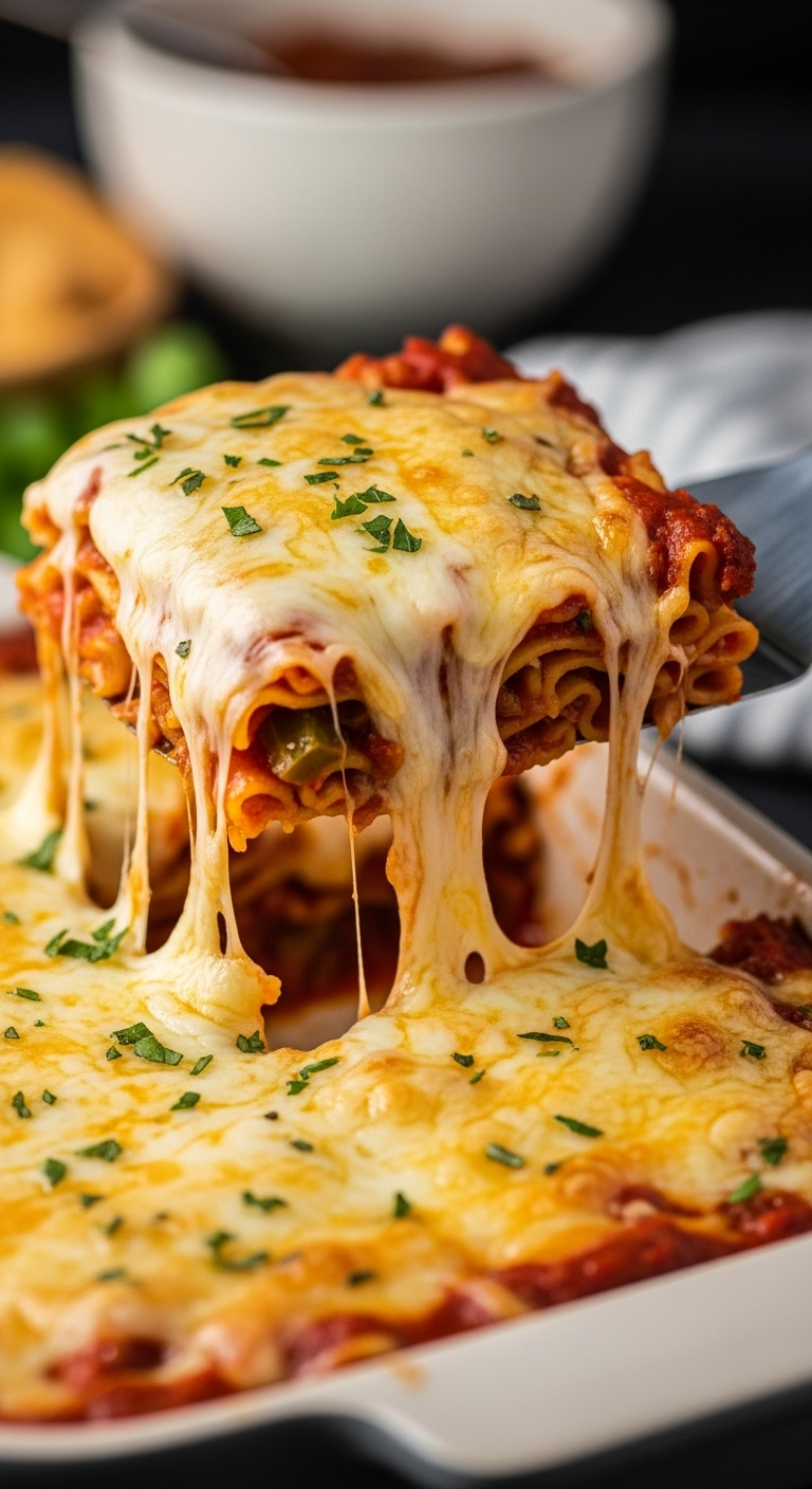 A Close-Up Shot Of A Cheesy, Golden-Brown Baked Ziti Casserole With A Metal Spatula Lifting A Slice, Showcasing The Layers Of Pasta, Sauce, And Melted Cheese In A Warm, Comforting Setting.