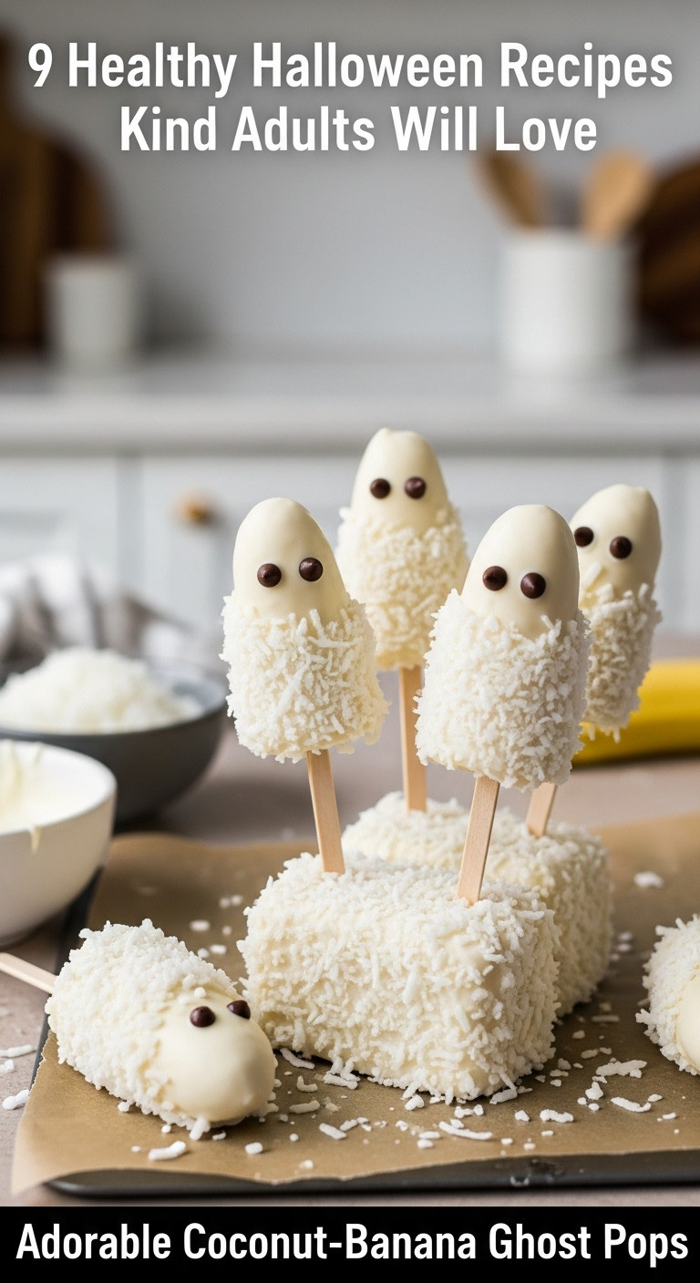 Adorable Coconut Banana Ghost Pops With White Chocolate And Mini Chocolate Chip Eyes On Parchment Paper