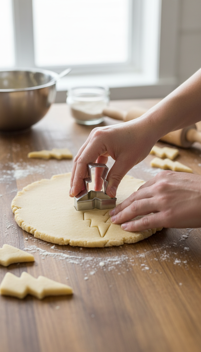 A Picture Of The Ann Clark Lightning Bolt Cookie Cutter Next To A Freshly Cut Lightning Bolt Shaped Cookie Dough On A Floured Surface.