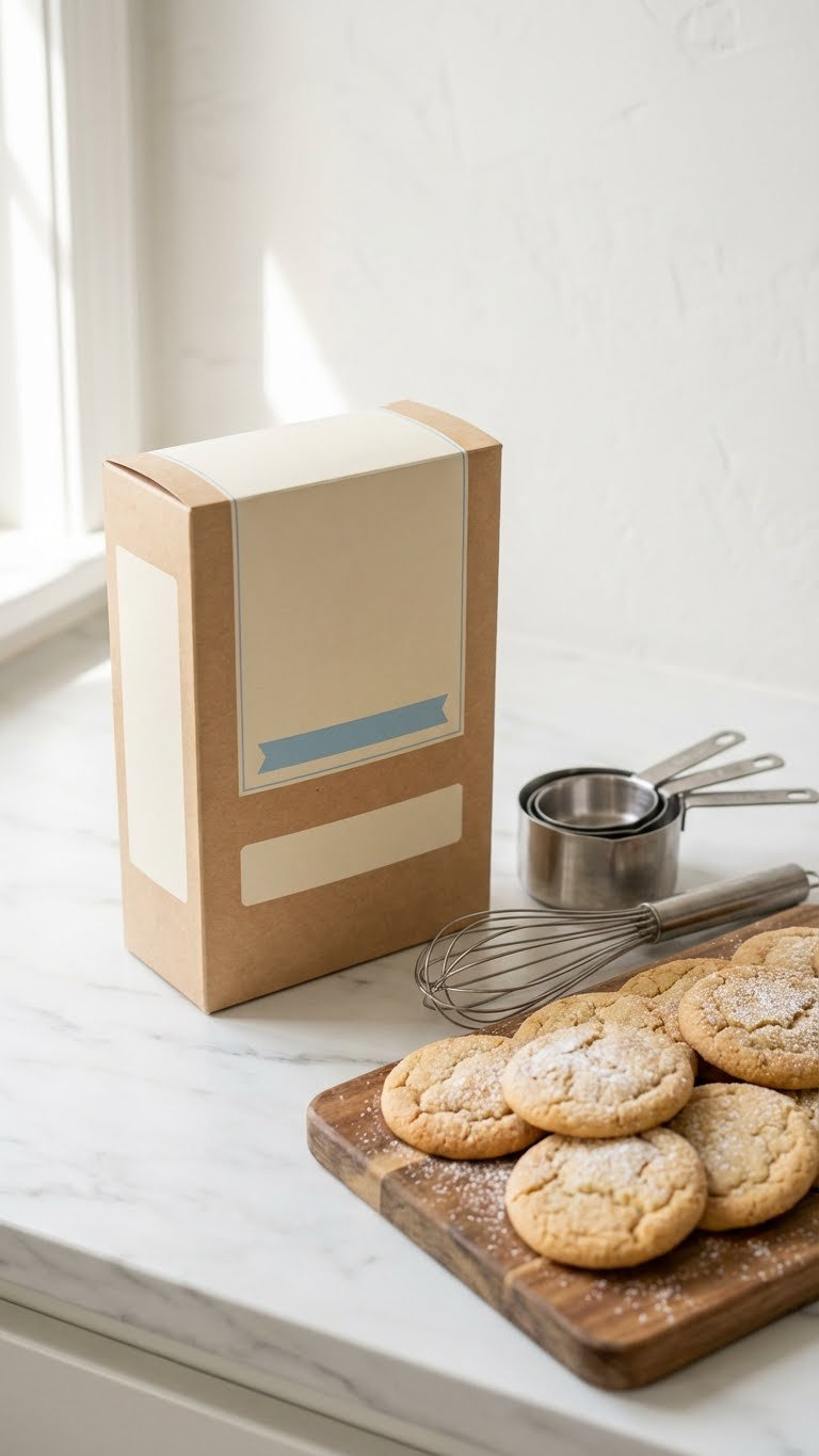 Bob's Red Mill Egg Replacer Box With Freshly Baked Sugar Cookies On Marble, Showcasing A Versatile Vegan Egg Substitute.