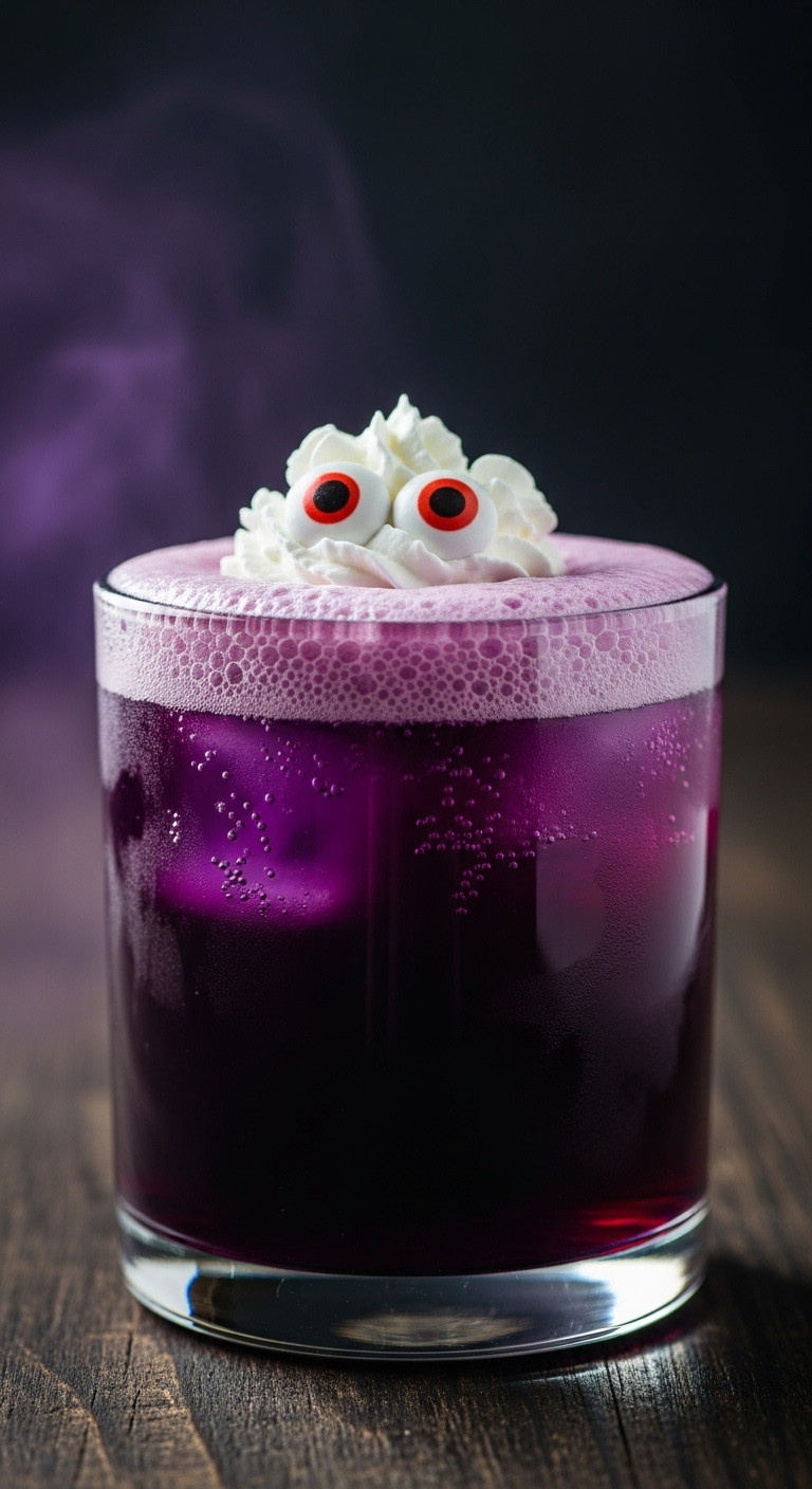 Bubbling Purple Witches Brew With Candy Eyeballs Halloween Drink