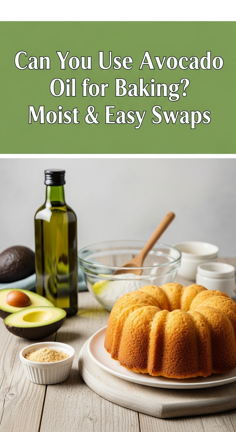 A Bottle Of Avocado Oil Next To A Bowl Of Flour And Eggs, Demonstrating Its Use In Baking.