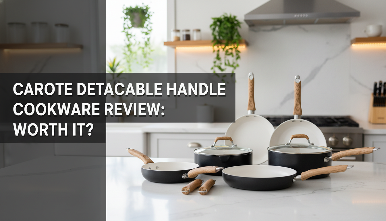A Neat Stack Of Carote Detachable Handle Pans Showing Their Space-Saving Design In A Kitchen Cabinet.