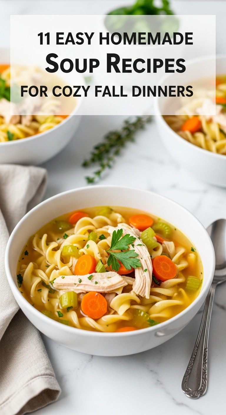 Classic Chicken Noodle Soup With Shredded Chicken Egg Noodles Carrots Celery And Parsley In A White Bowl On Marble Countertop