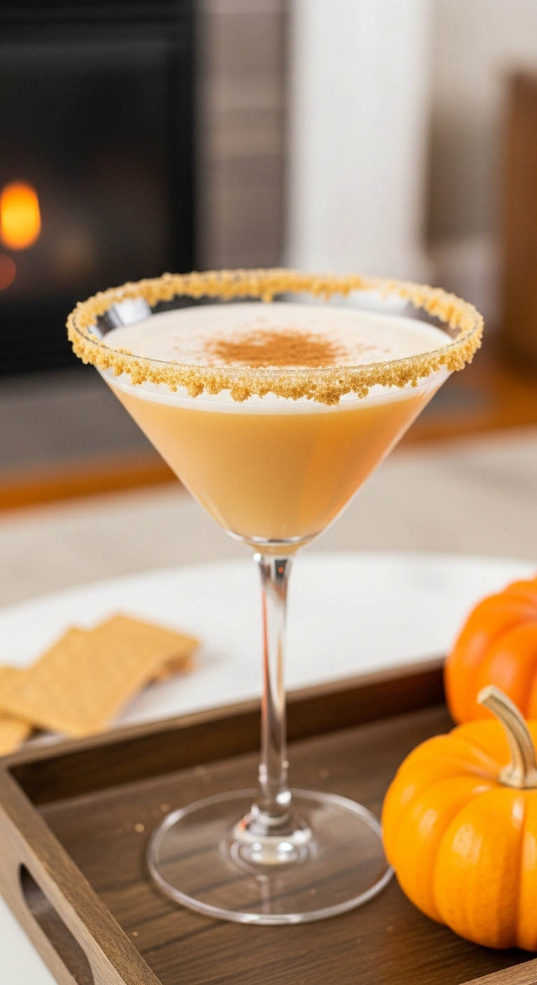 Cozy Pumpkin Pie Martini With Graham Cracker Rim