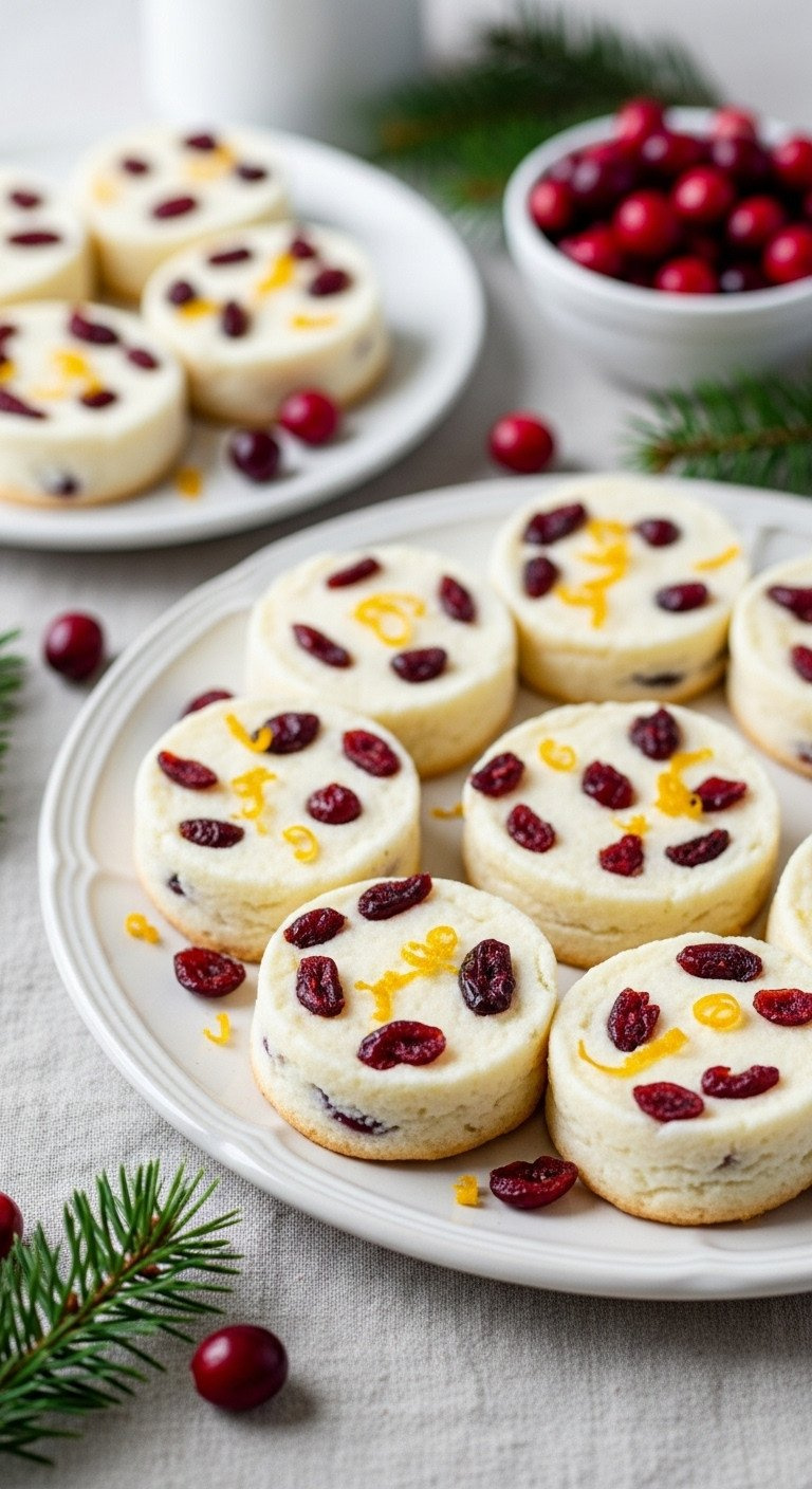 Cranberry Orange Icebox Cookies: Vanilla Base, Dried Cranberry, Orange Zest, On A Vintage Ceramic Plate. Delicious.