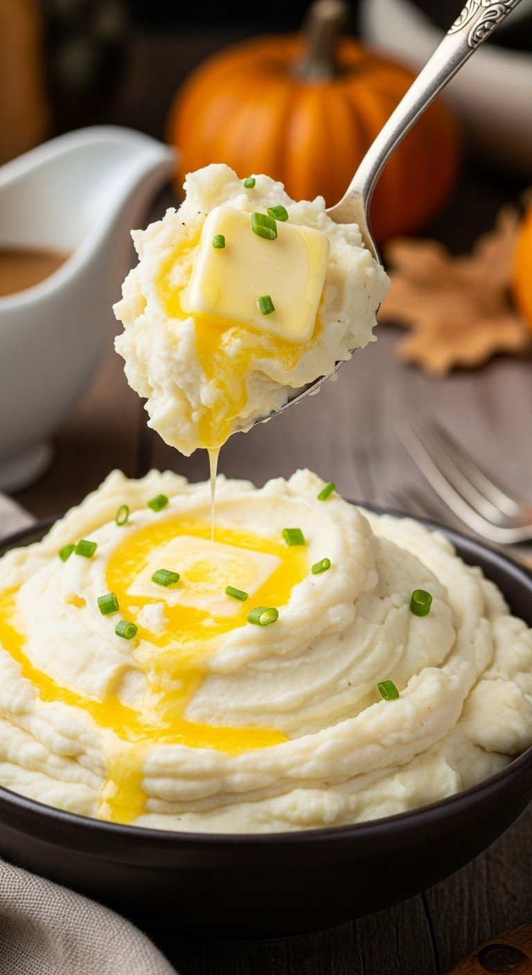 Creamy, Fluffy Mashed Potatoes In A Rustic Bowl, With Melting Butter And Fresh Chives, Perfect Thanksgiving Side Dish.