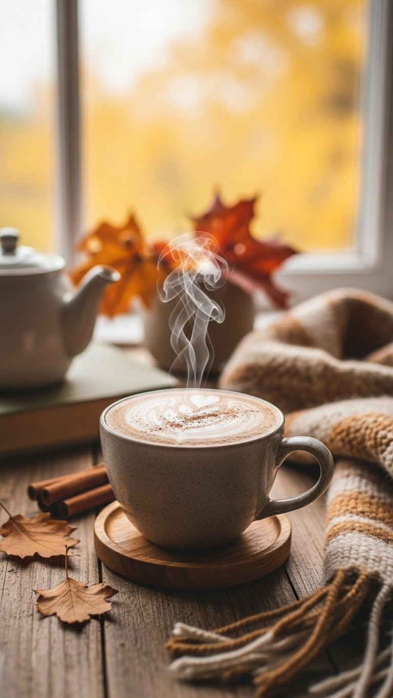 Creamy Spiced Chai Latte In Ceramic Mug With Latte Art Design And Cinnamon Dusting