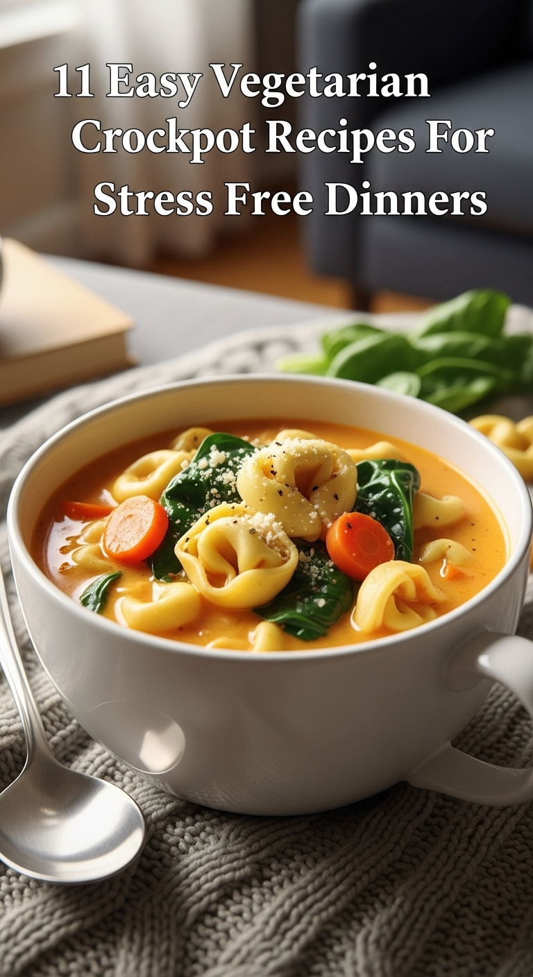 Creamy Veggie Tortellini Soup With Carrots Spinach And Parmesan In White Mug With Spoon And Book On Blanket