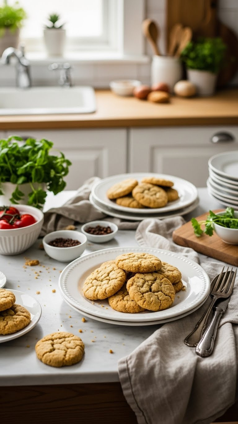Crispy Buttery Sugar Cookies On Marble Countertop