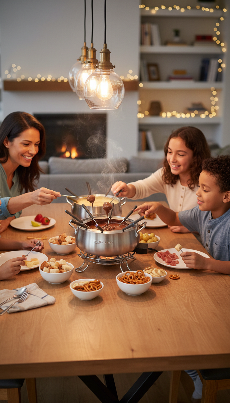 Cuisinart Cfo-3Ss Electric Fondue Maker In A Kitchen Setting.