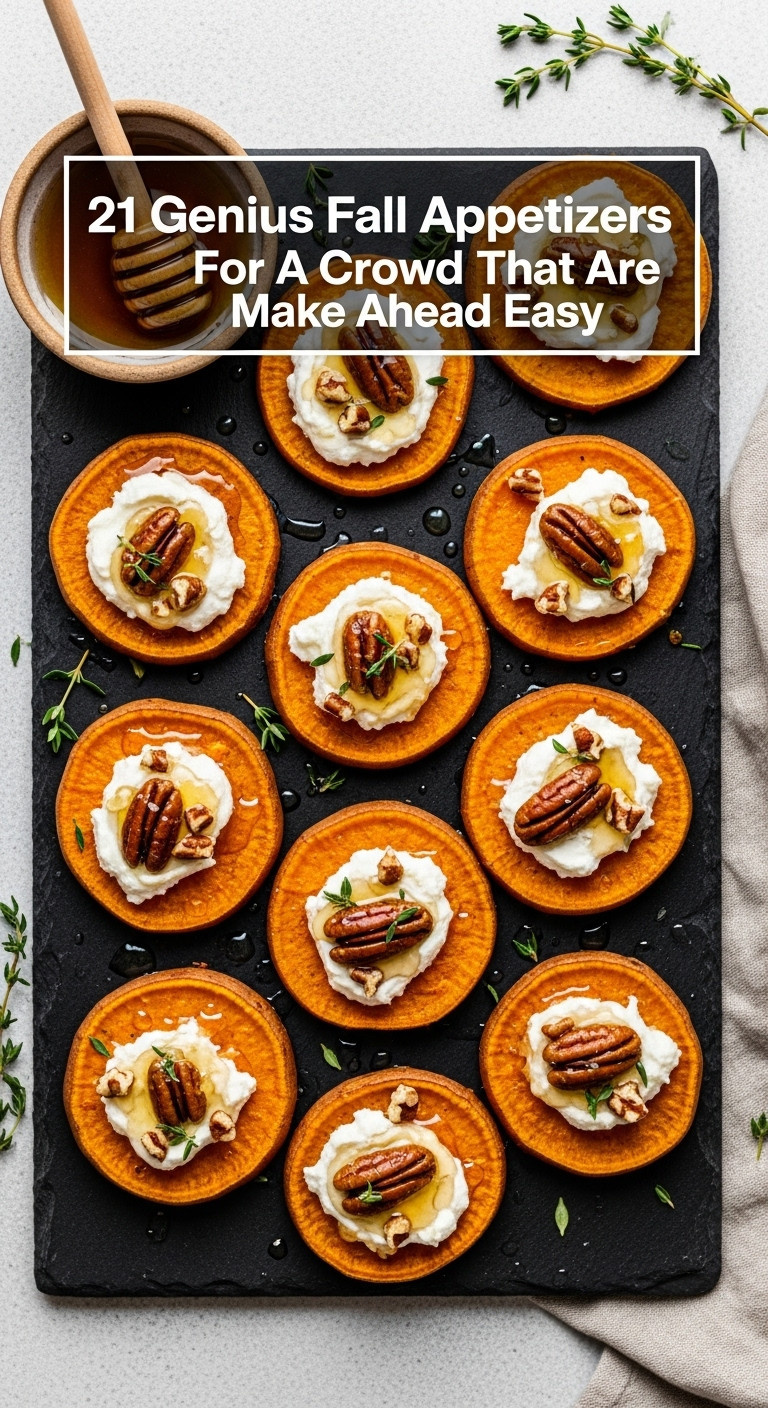 Dark Platter With Roasted Sweet Potato Bites Topped With Creamy Goat Cheese Toasted Pecans And Honey Drizzle