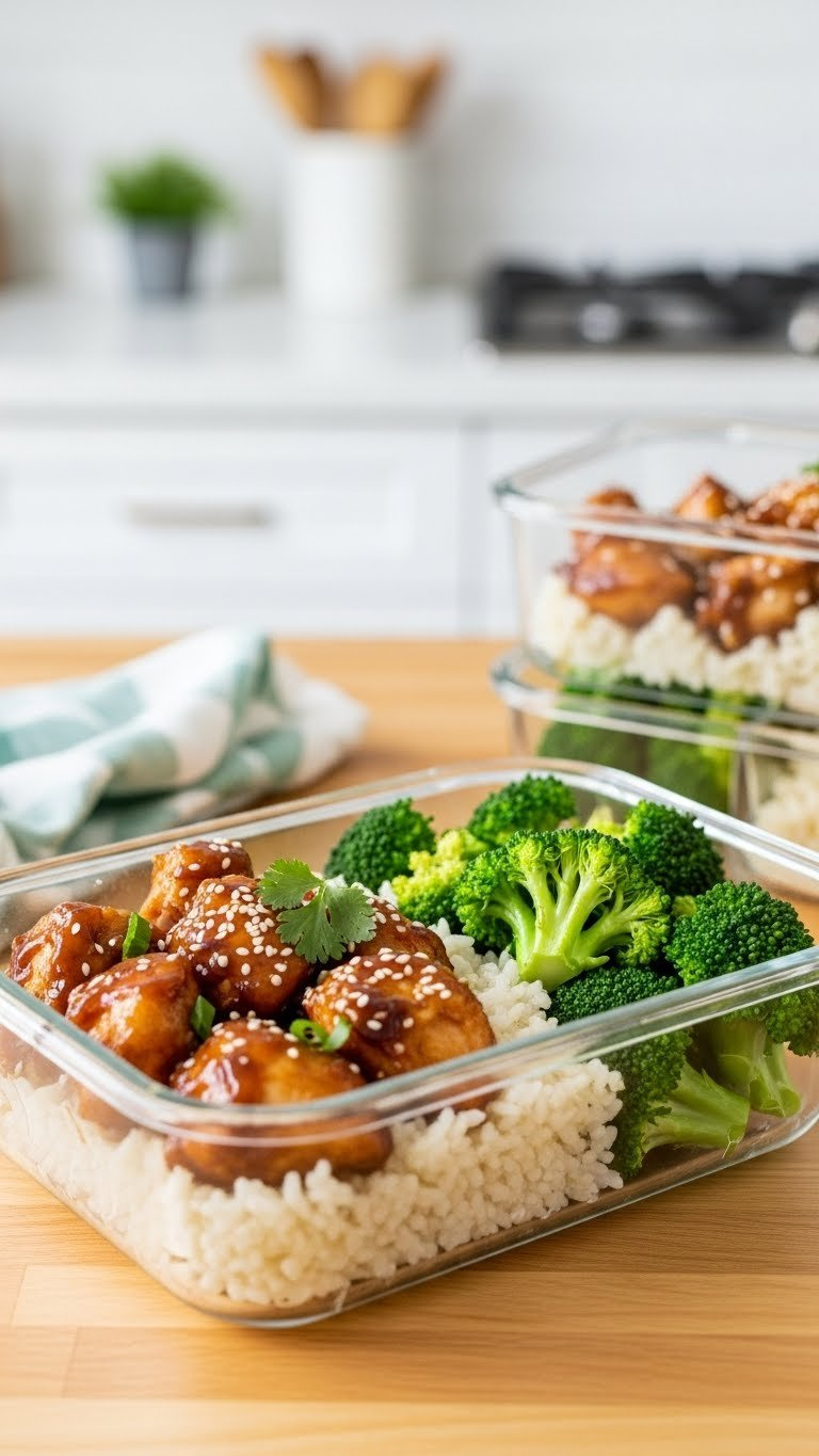 Delicious Instant Pot Honey Garlic Chicken Meal Prep Bowl Features Glazed Chicken, Fluffy Rice, And Vibrant Broccoli For A Healthy Lunch.