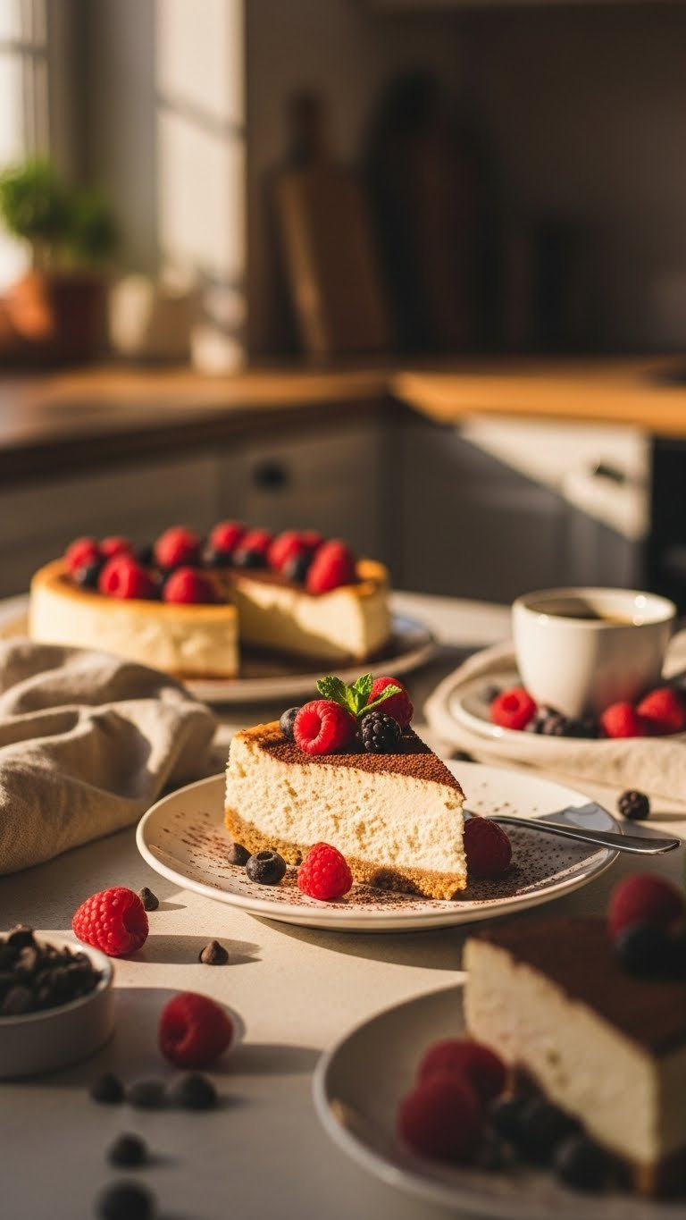 Delicious Cottage Cheese Dessert With Berries And Cocoa Powder On White Ceramic Plate Looking Appetizing