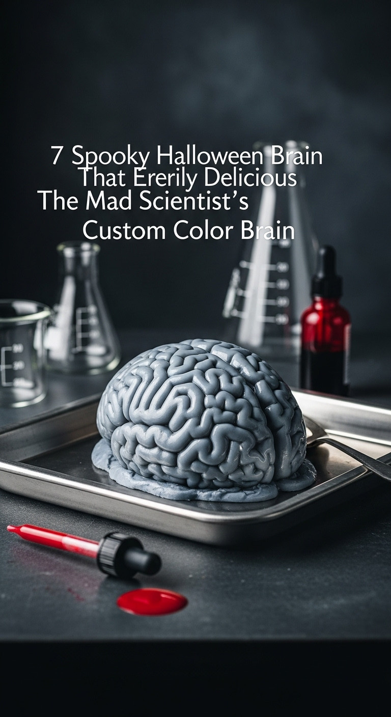 Disturbingly Realistic Opaque Grey Gelatin Brain On Vintage Stainless Steel Medical Tray With Glass Beakers And Dropper Bottle