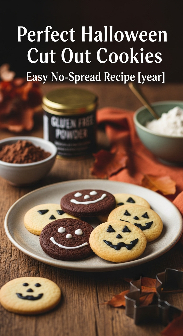 Diverse Halloween Cut-Out Cookie Variations: Chocolate, Gluten-Free, Naturally Colored, Artfully Arranged On A Vintage Plate.