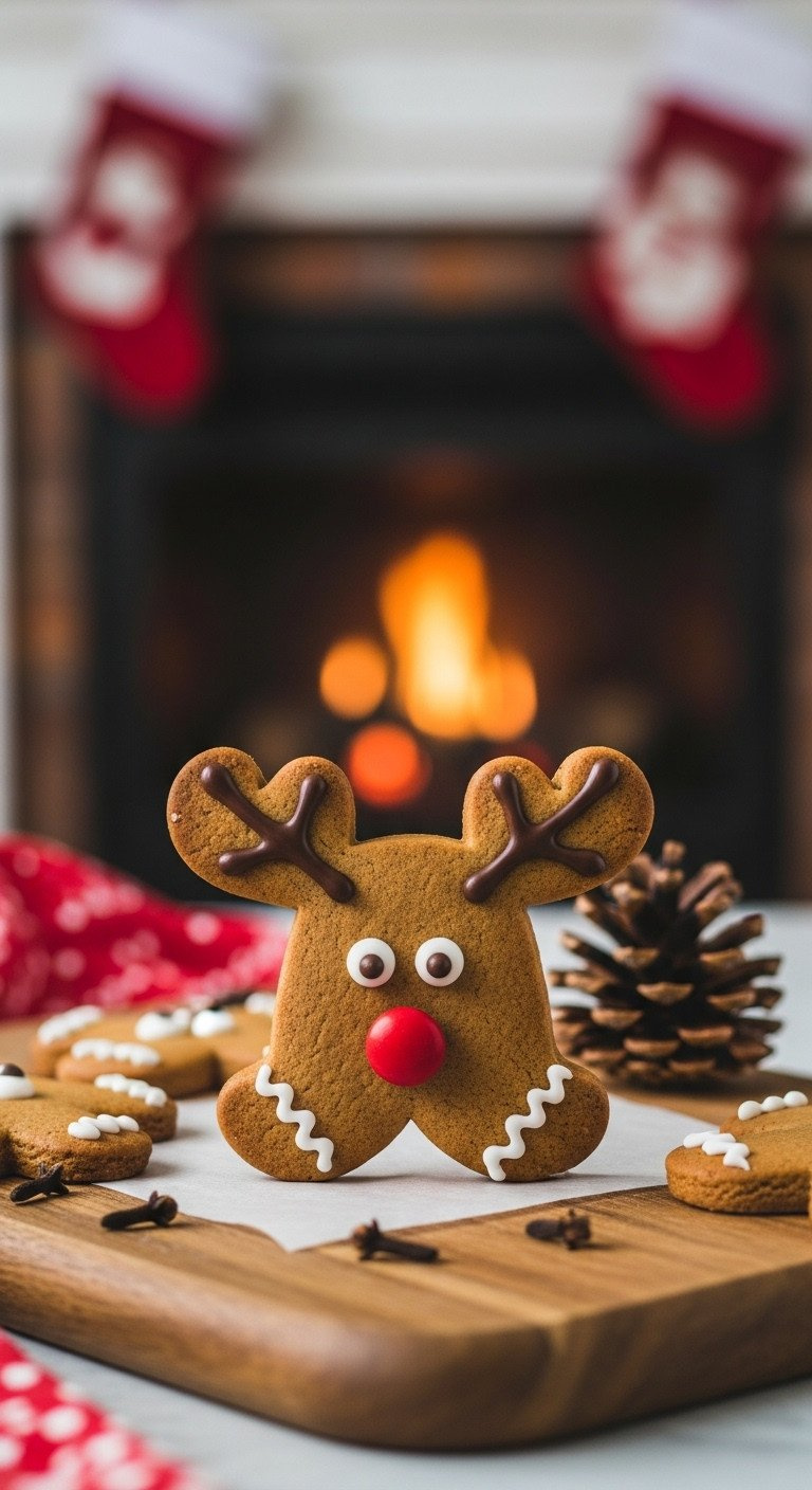 Diverse Gingerbread Family Cookies, Unique Icing/Clothes. Cozy Linen Table, Hot Cocoa, Blanket. Festive.