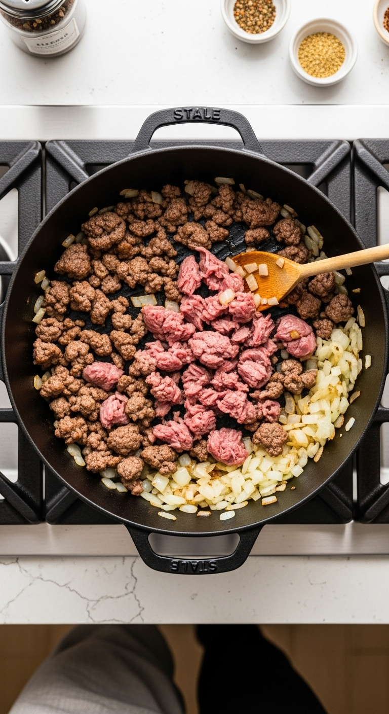Easiest Stovetop Chili Recipe For A Cozy Dinner With Cheddar Cheese And Sour Cream On Wooden Table