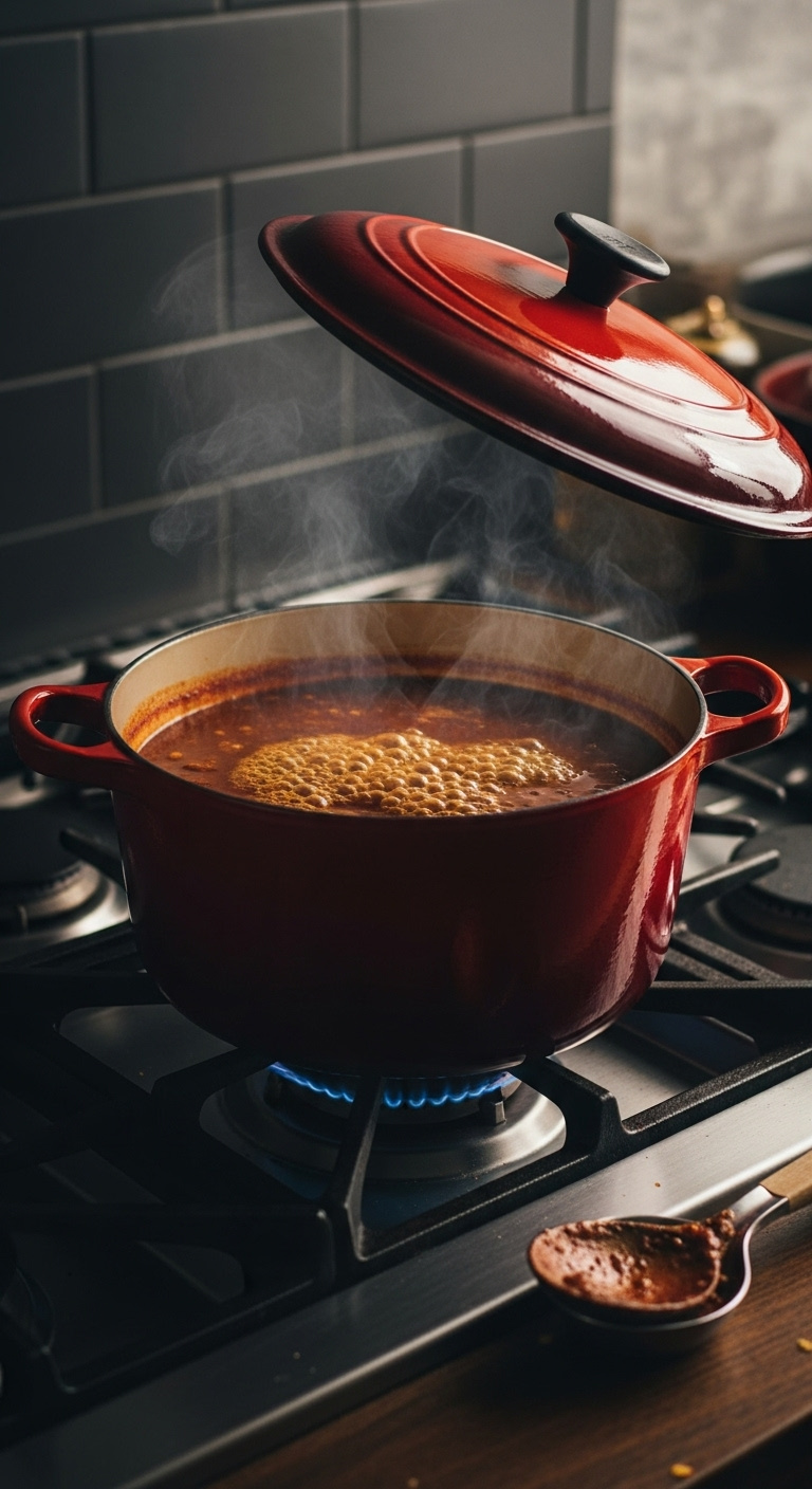 Easiest Stovetop Chili Recipe For A Cozy Dinner With Toppings On A Rustic Wooden Table