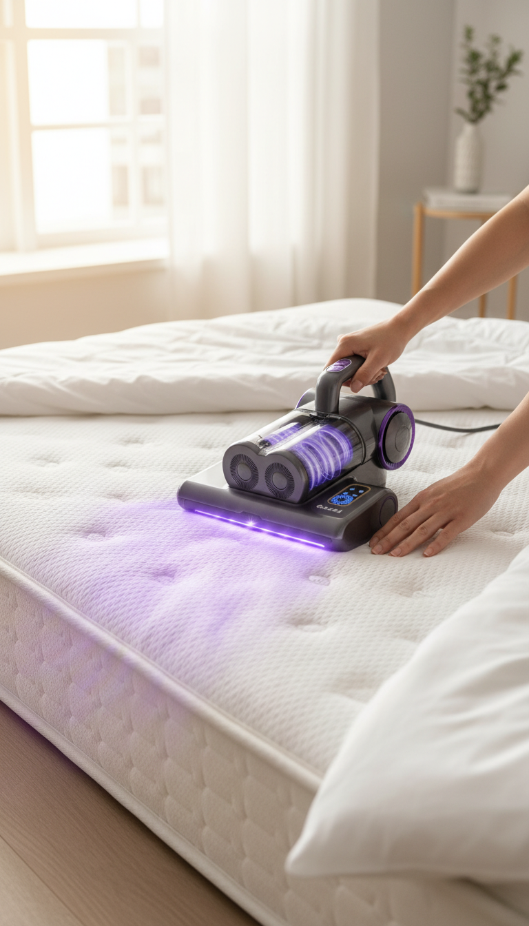 Feppo Uv Mattress Vacuum In Use On A Bed