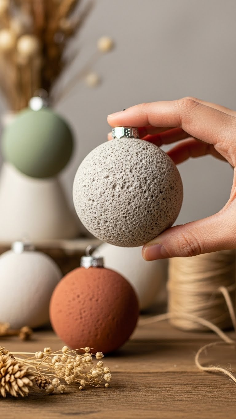 Finished Baking Soda Ornament With Faux Stone Texture Showing Rough Porous Surface Illuminated By Dramatic Side Lighting