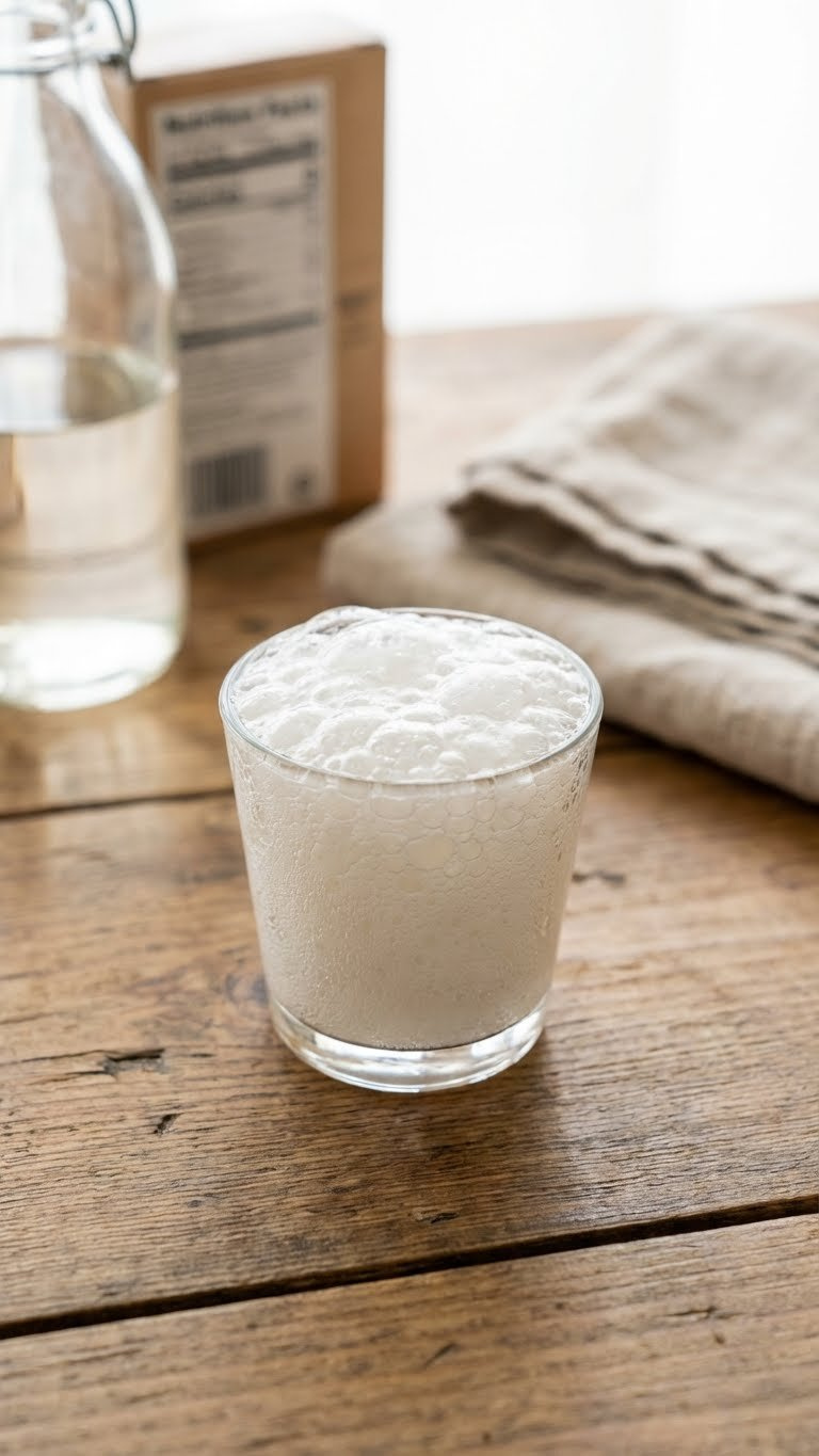 Foaming, Bubbling Baking Soda And Vinegar Reaction In A Glass Cup, Showing Leavening For Egg-Free Baking Recipes.