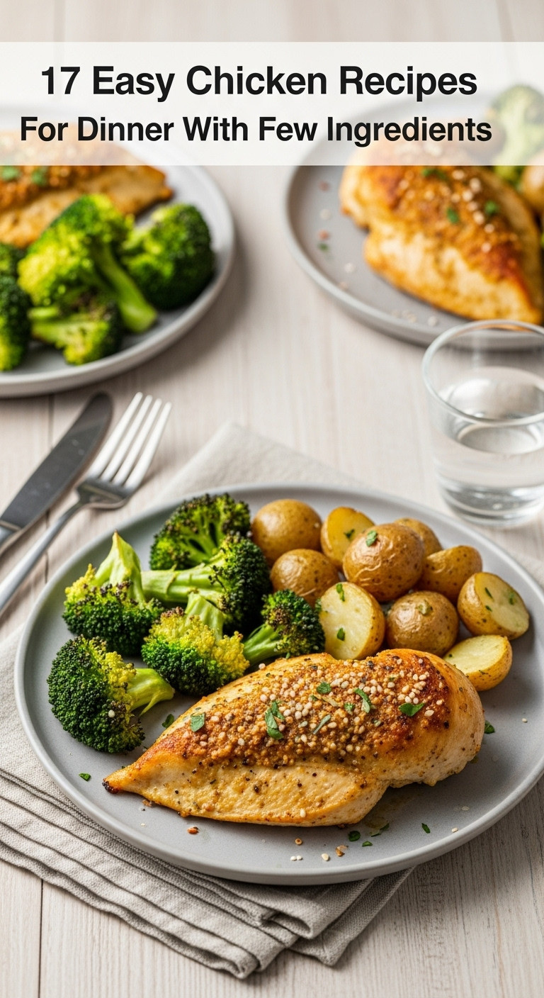 Four Ingredient Ranch Chicken Breasts Baked To Golden Brown Perfection Served With Roasted Broccoli And Potatoes
