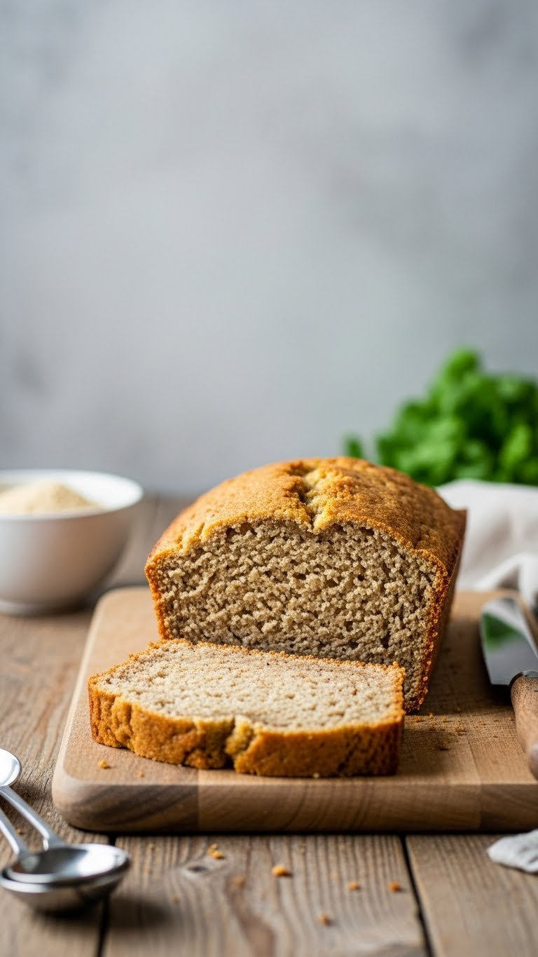 Freshly Baked Gluten-Free Quick Bread Slice On A Wooden Board, Showcasing Strong Structural Integrity And Smooth Texture From Arrowroot Binder.