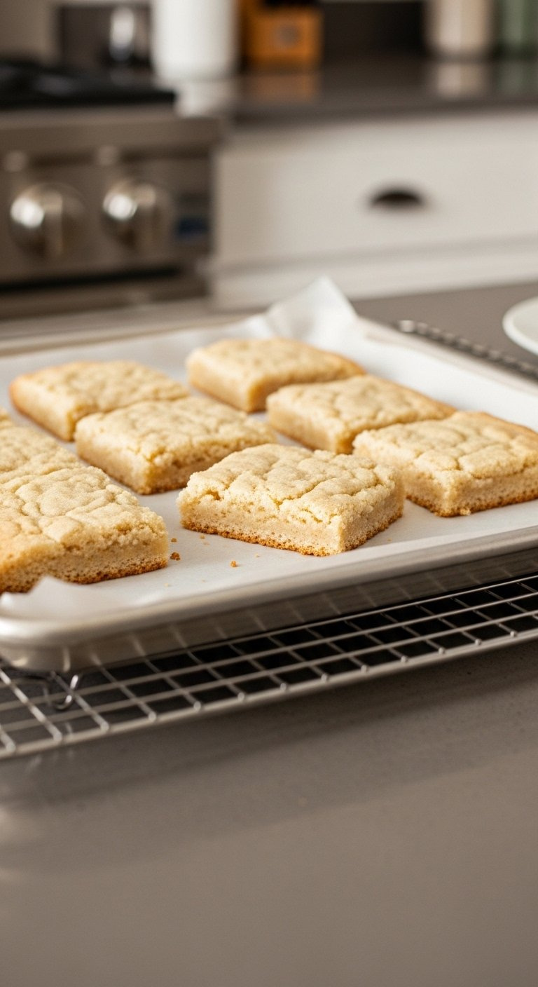Freshly Baked Sugar Cookie Bars With Golden Brown Edges Cooling In A Metal Baking Pan.