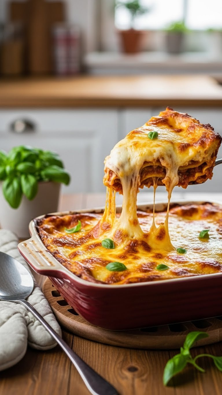 Golden-Brown Zucchini Lasagna Fresh From The Oven With Bubbly Melted Cheese And Visible Layered Structure