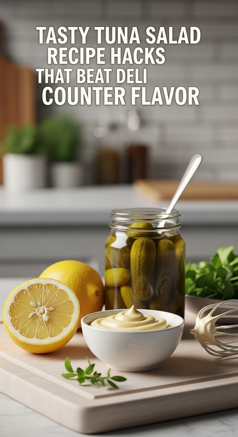 Halved Lemon, Creamy Dijon Mustard, And Pickle Relish In Bowls On A Wooden Cutting Board With A Whisk, Showing Vibrant Flavors