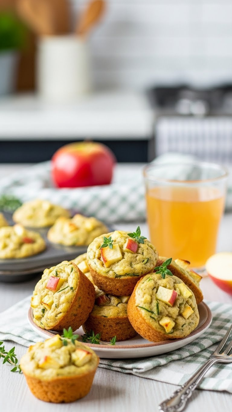 Handful Of Mini Zucchini And Apple Muffins With Golden-Brown Tops Arranged In Miniature Muffin Tin