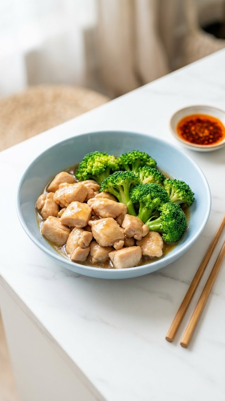 Healthy Instant Pot Chicken And Broccoli Featuring Bright Green Florets, Tender Chicken, And Light Glossy Savory Sauce.