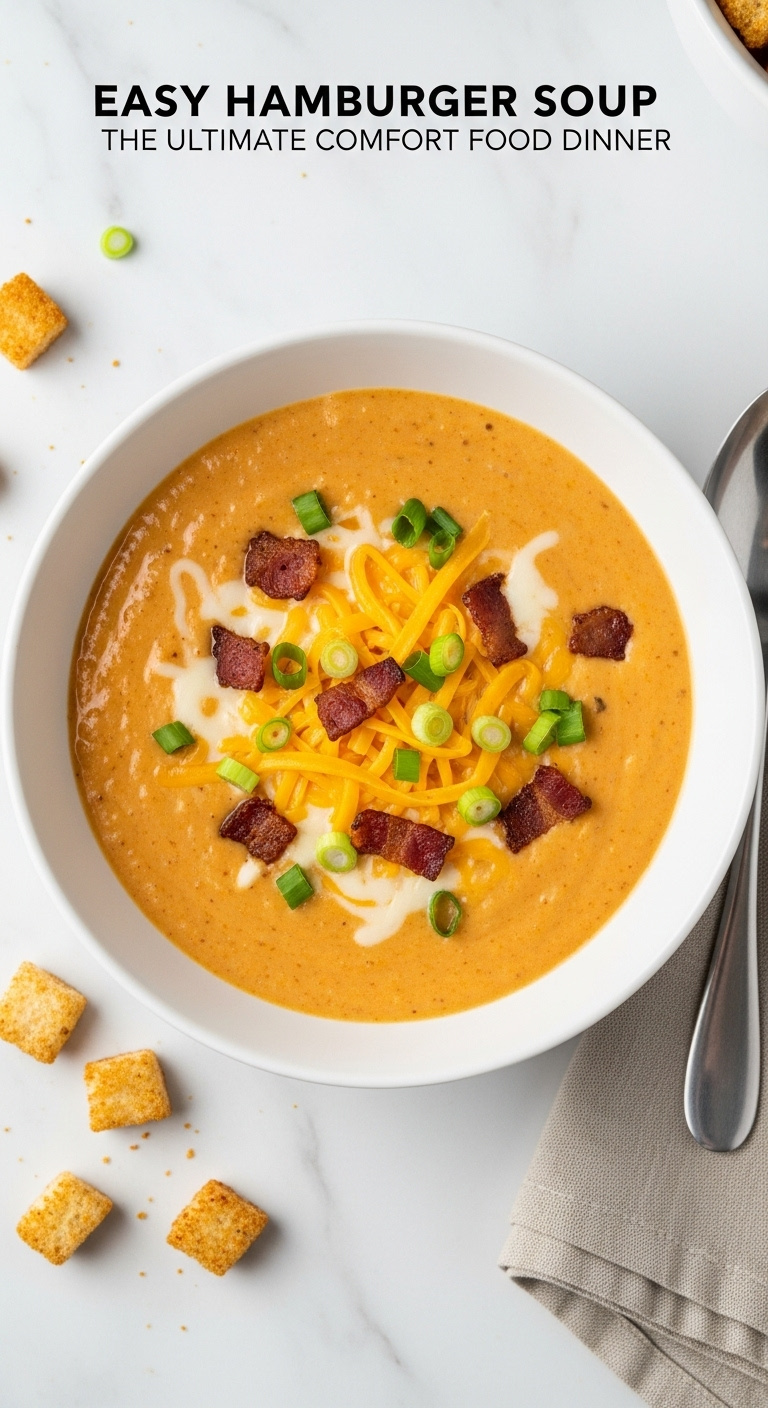 Hearty Hamburger Soup For Dinner With Recipe Text